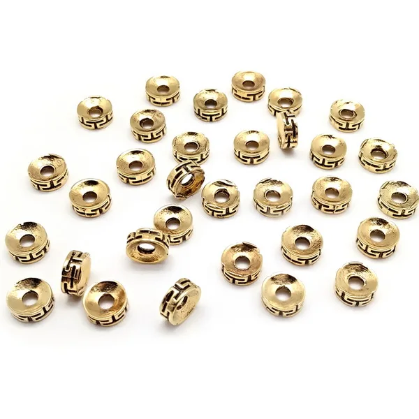 Antique gold 30 шт. цинковый сплав 3*7 мм разделительные бусины Античное золото/серебро подвески для мужчин и женщин DIY ожерелье браслет ювелирные изделия металлические аксессуары - Цвет: Antique gold