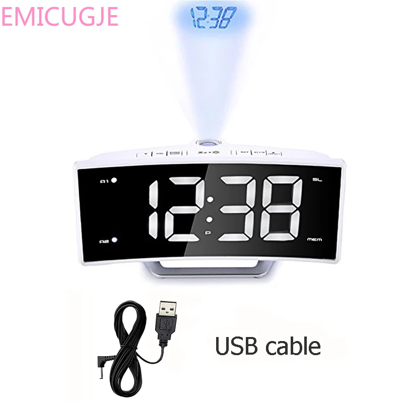 Зеркальный Цифровой Электронный Настольный будильник с FM радио светодиодный