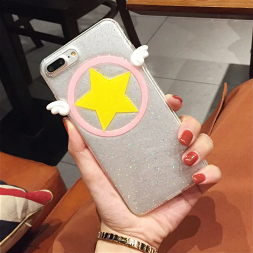 iPhone7 iPhone6 plus For iPhone 6S Mobile Phone Case Glitter Card Captor Sakura pentagram turnkey Soft shell Hand case | Тематическая