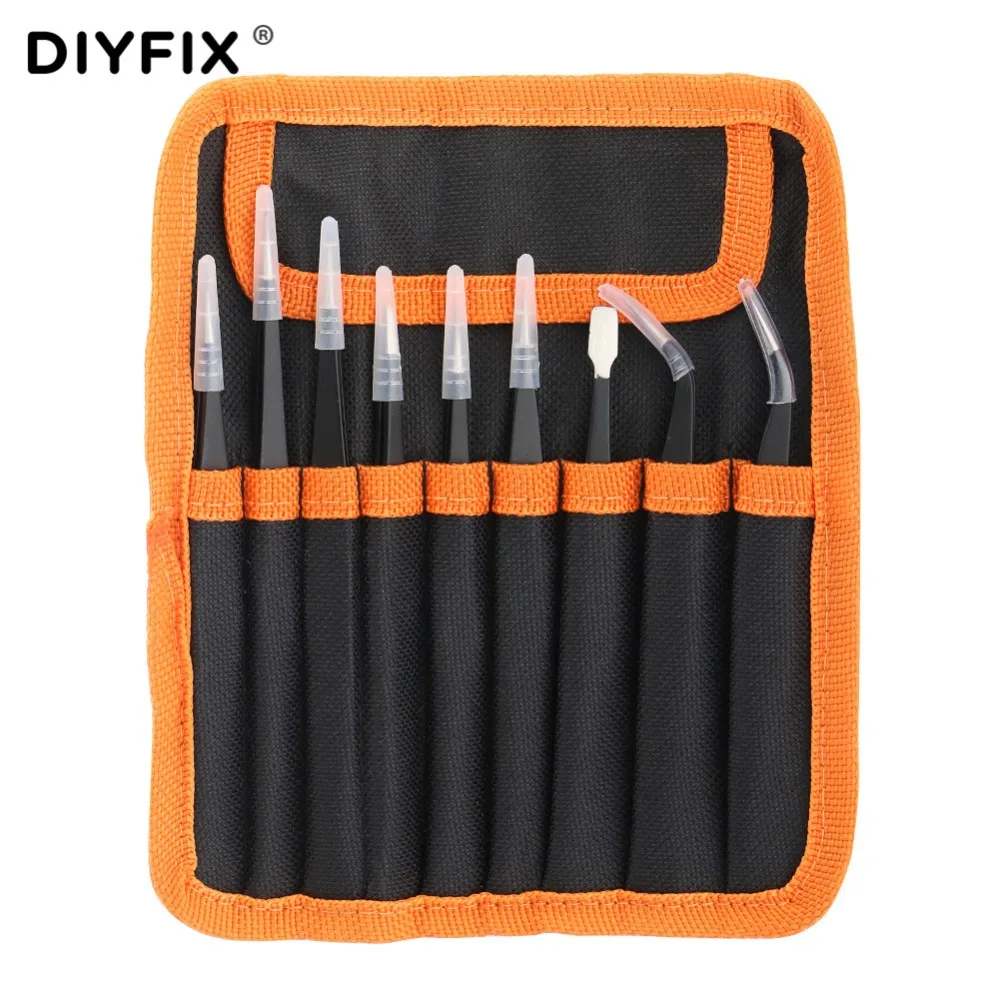 Набор пинцетов 9 в 1 DIYFIX антистатические щипцы из нержавеющей стали набор ручных