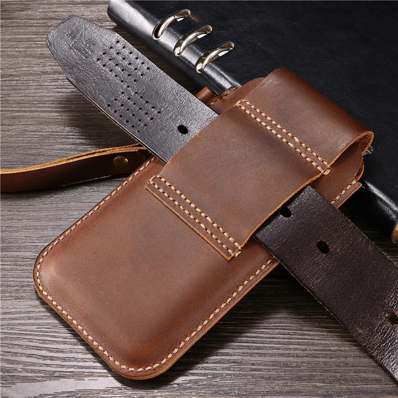 

Wrist Men Genuine Leather Case Mobile Phone Waist Bag Wear Belt Verticle Waist Bag Bluboo D5 D6 Pro S3 D1 R1 S8 D2 S1 Mini Edge
