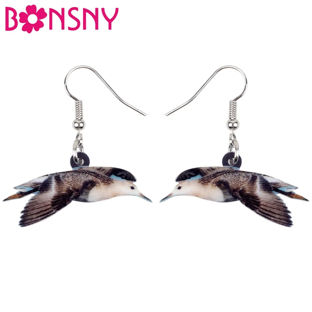 Акриловые серьги Bonsny с подвеской Mew Gu Sea-gull большие длинные висячие капли модные