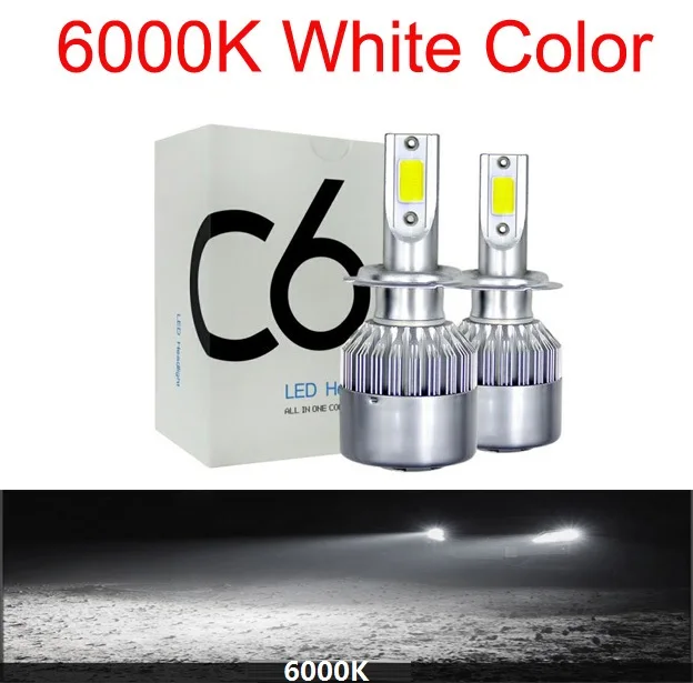 Светодиодный 4300K C6 H4 H7 H1 COB светодиодный лампы для передних фар H11 H13 12V 9005 9006 H3 9004 9007 9012 72 Вт 8000LM Автомобильный светодиодный Светильник 3000K 8000K 6000K