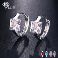 lxoen classic square crystal hoop earrings for women hoops with red aaa cubic zircon small earings oorbellen zirconia earrings