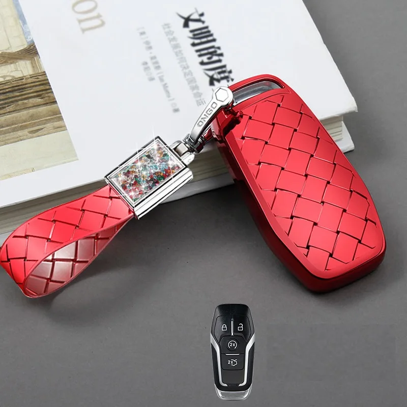 A Red Чехол для ключей для Ford ESCORT EDGE Ecosport Mondeo MUSTANG F-150 aurus Explorer Expedition Lincoln MKC MKZ MKX - Название цвета: A Red
