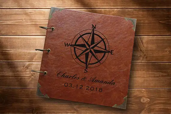 Фотоальбом с компасом дорожный фотоальбом из искусственной кожи кольцом книга