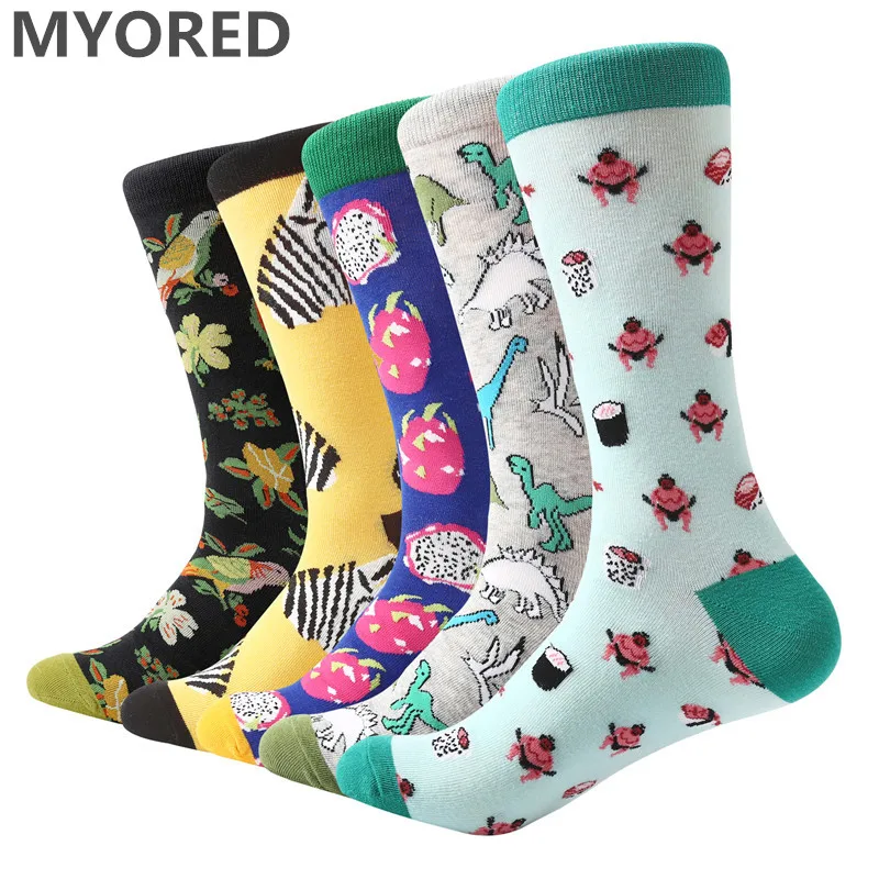 MYORED 5 пара/лот Модные Цветные забавные мужские носки для суши новинка нарядные