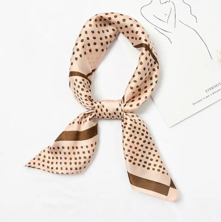yishine New Arrival 70x70cm Women Elegant Dots Print Multifunctional Square Silky Scarf Stylish Spring Silk Satin Bandana 2019 |
