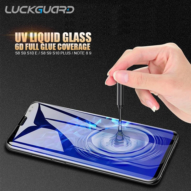 6D Tempered Glass Full Glue Coverage For Samsung Galaxy S8 S9 Plus UV Liquid Screen Protector For Galaxy Note 9 8 Film UV Glue