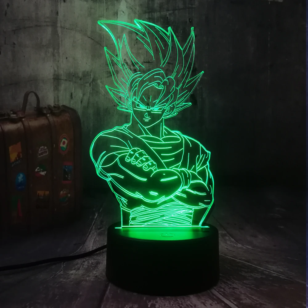 Saiyan Son Goku Dragon Ball Kakarotto 3D светодиодный Ночной светильник, настольные вечерние лампы, домашний декор, детская игрушка, рождественский подарок, Прямая поставка