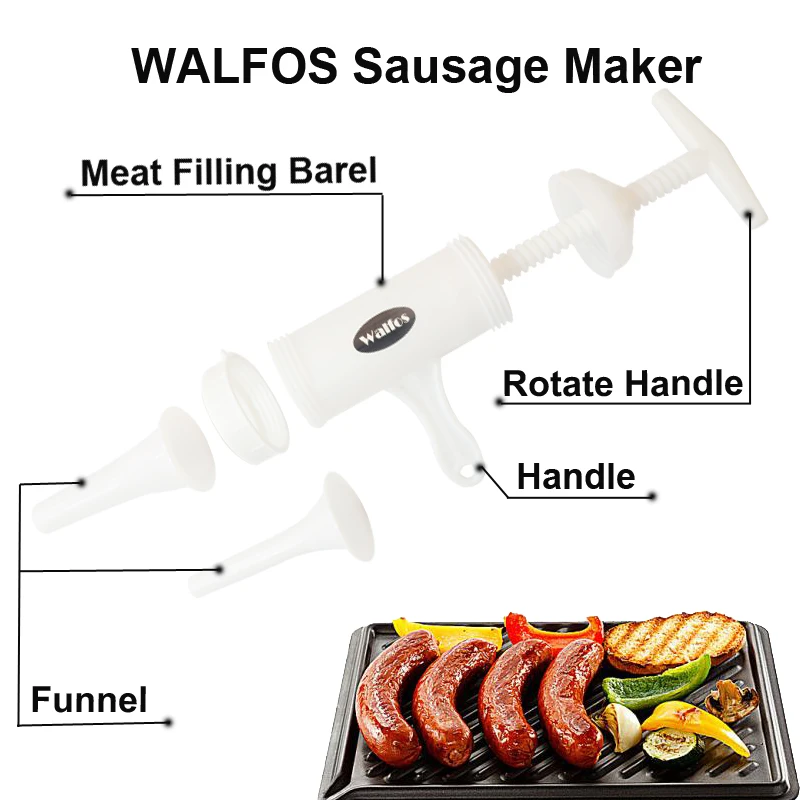 WALFOS качество еды руководство колбаса машина мясо шприц наполнитель ручной Salami производитель и воронка