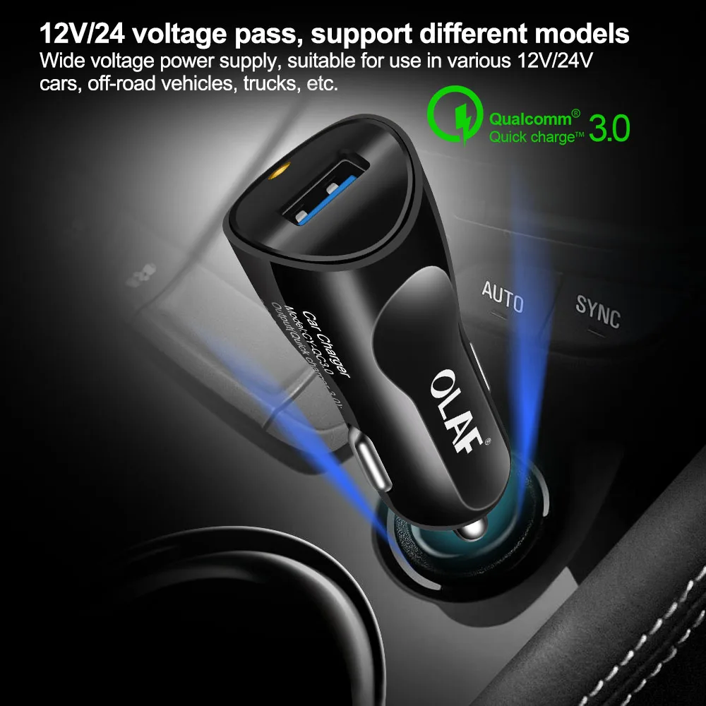 Автомобильный Зарядное устройство 3A Quick Charge 3,0 USB Зарядное устройство», «Олаф» для мобильных телефонов Зарядное устройство для iPhone х samsung S9 Xiaomi быстрый автоматический адаптер зарядного устройства