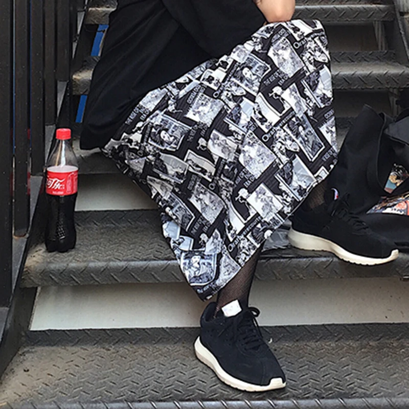 YouGeMan Jupe Femme Летняя женская длинная юбка корейский стиль Ulzzang Harajuku винтажный принт уличная высокая талия юбки женские
