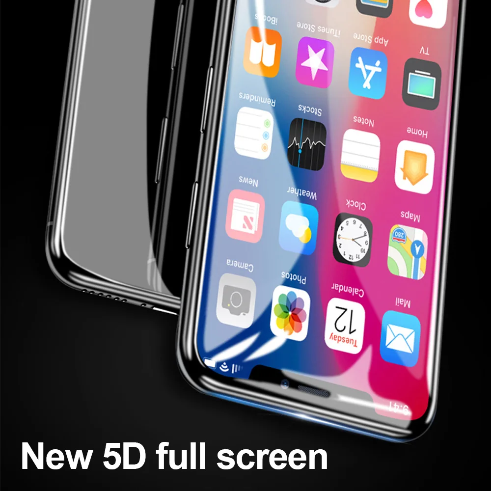 Защитное стекло для iPhone X 10 изогнутое 5D с краями apple iphone 6s 6 7 8 Plus 2 шт.|Защитные