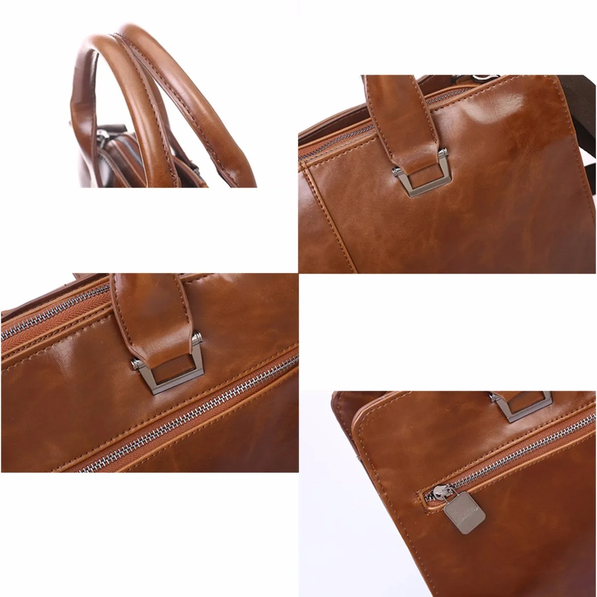 Designer Men's Briefcase Vintage Shoulder Bags Oil Wax PU Leather Crossbody Bags Business Laptop Handbag Men Travel Bags
