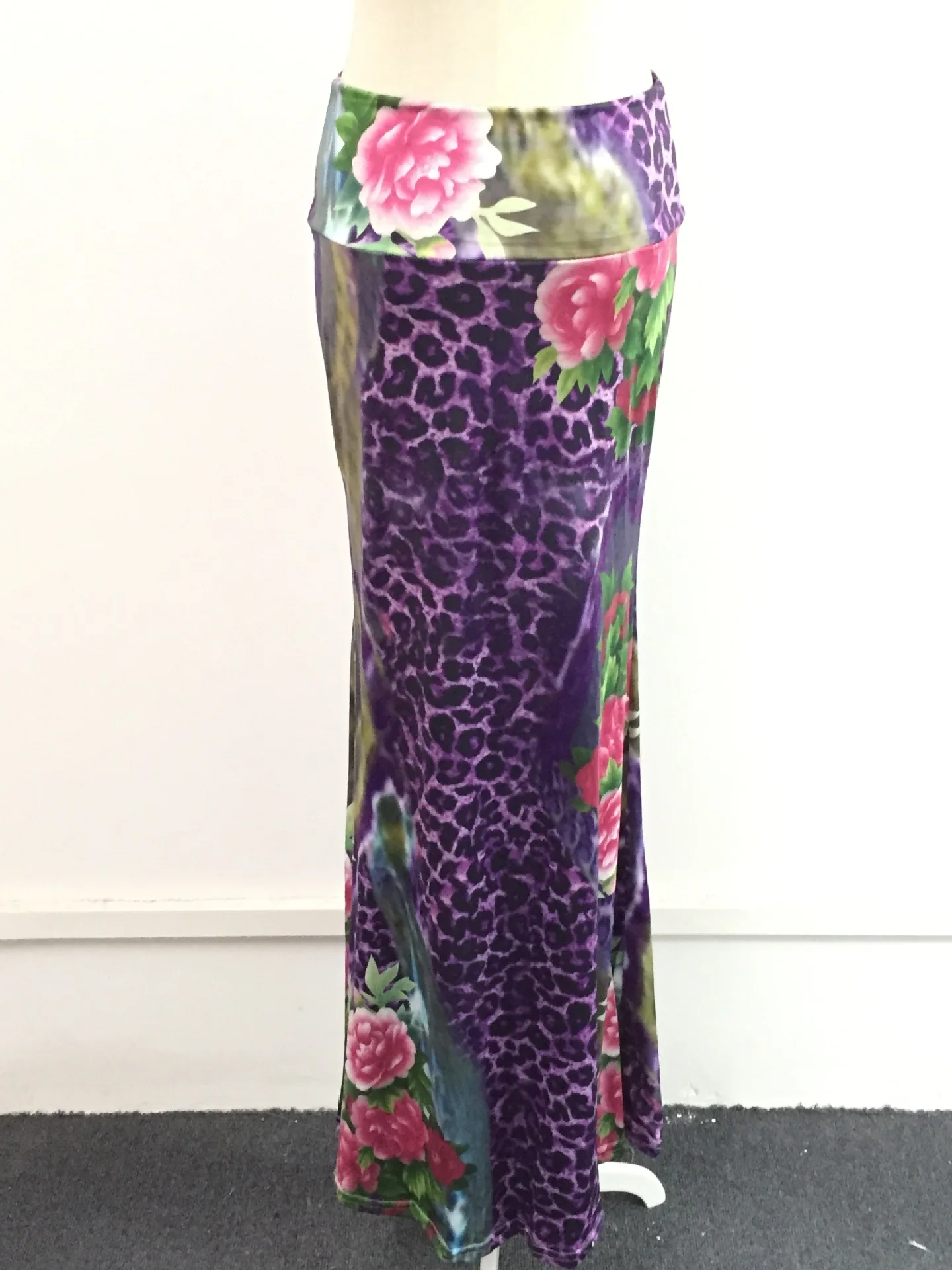 Женская длинная юбка с цветочным принтом Повседневная облегающая для вечерние