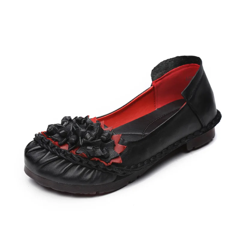 Женские кожаные балетки на плоской подошве туфли без застежки низком каблуке с