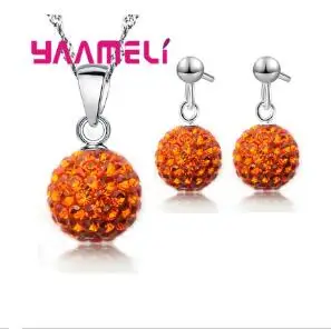 Orange Хорошее качество, ожерелье, подвеска, серьги-кольца, кристалл, кубический циркон, 925 пробы, Серебряные Ювелирные наборы для женщин - Окраска металла: Orange