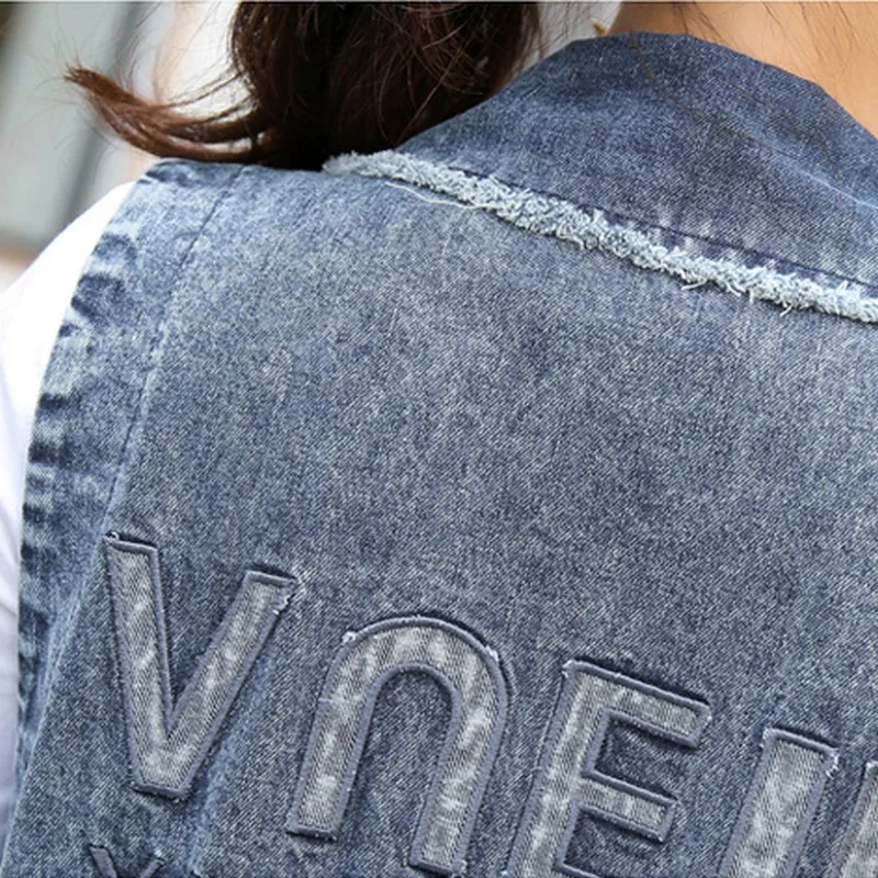 PLAMTEE без рукавов Длинный джинсовый жилет для женщин большой размеры Кардиган