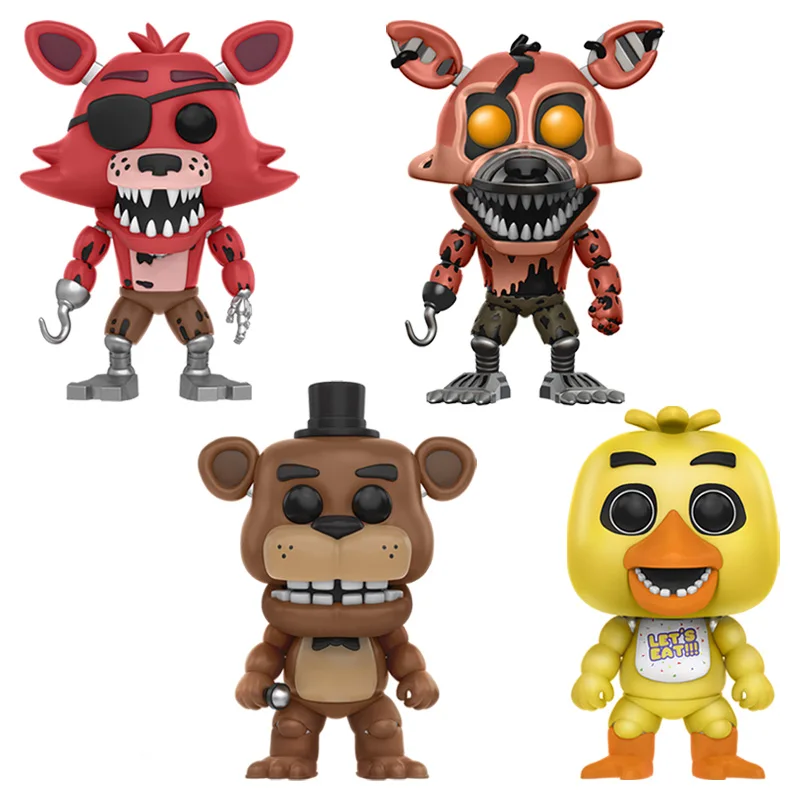 Five Nights At Freddy's» «пять ночей у Фредди» игре Five Nights At Freddy's Бонни и Чика Фокси» из мультфильма для мальчика, игрушки FNAF 4 шт./компл. ПВХ Фигурки Модель Куклы 5 Fazbear медведя кукол - Цвет: 4PCS
