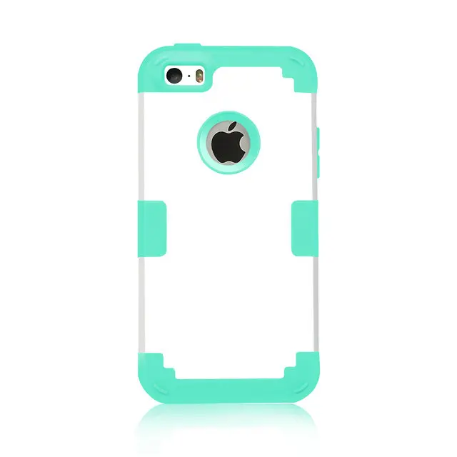 White and Mint Для Apple iPhone 6 6s ударопрочный защитный чехол Гибридный жесткий резиновый ударопрочный чехол для телефона s для iPhone 5/5S/5C/SE - Цвет: White and Mint