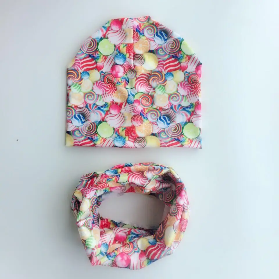 

Infant Hat children's Autumn dog football printed Baby Hat Girl Boy Cap Kid Beanie bonnet New Children Collar Scarf set baby set