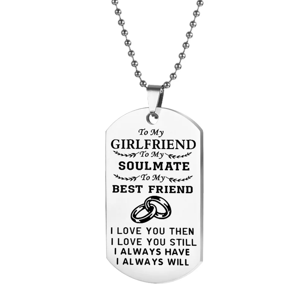 1 шт. ожерелье для пары ювелирные изделия My Soulmate I Love You Dog Tag ожерелье s для женщин хороший подарок для друга, подруги, жены, жены