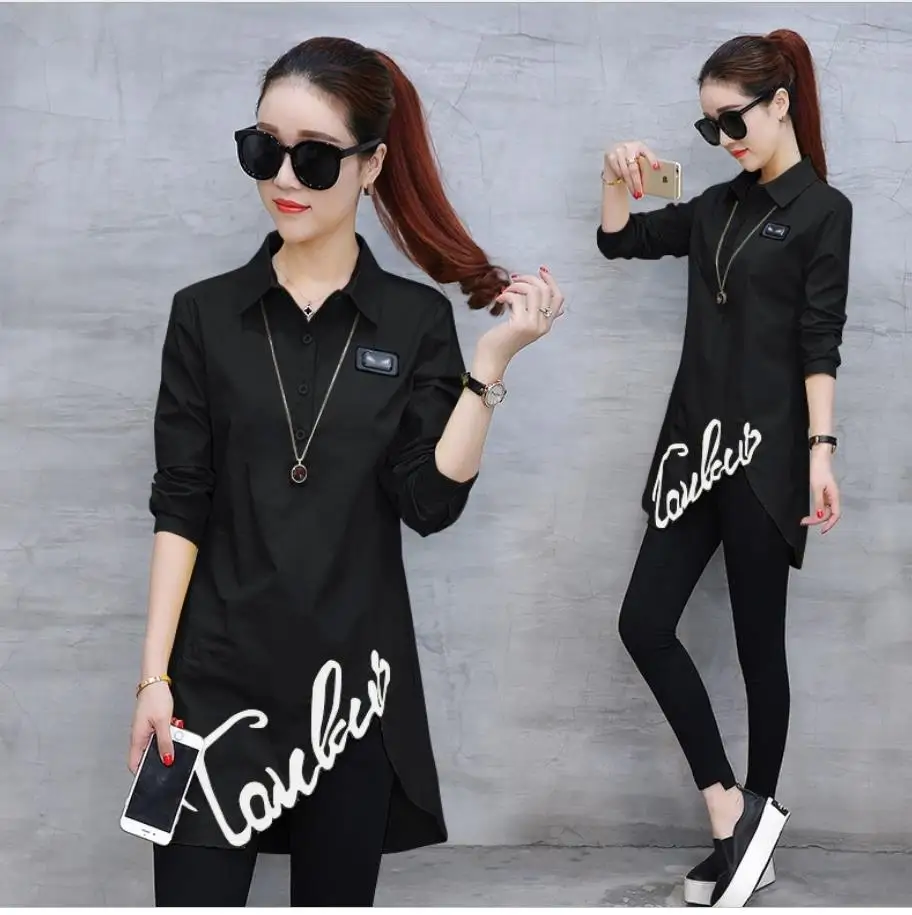 Асимметричная рубашка топы весна-осень 2021 блузки новые женские Модные