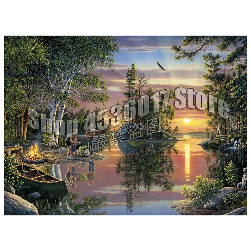 

DIY Diamond Mosaic Lakes & Rivers Fishing Sunrise Sunset Handmade Diamond Painting Cross Stitch Diamond Embroidery Rhinestones