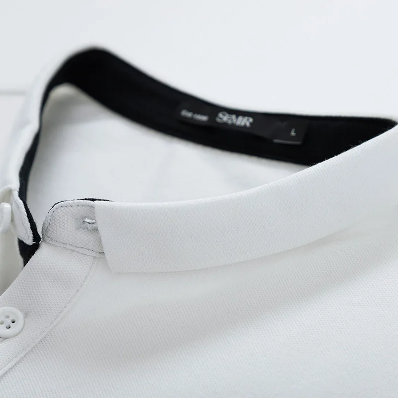 Мужская рубашка поло SEMIR летняя с контрастной строчкой и буквенным принтом