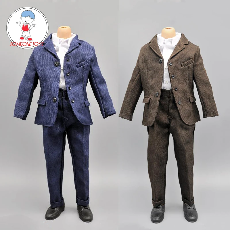 

2 Colors 1:6 Male Action Figure Clothes Set Western Suit Coat Shirt Trousers Shoes For 12 inches Jason Ironman body Figure