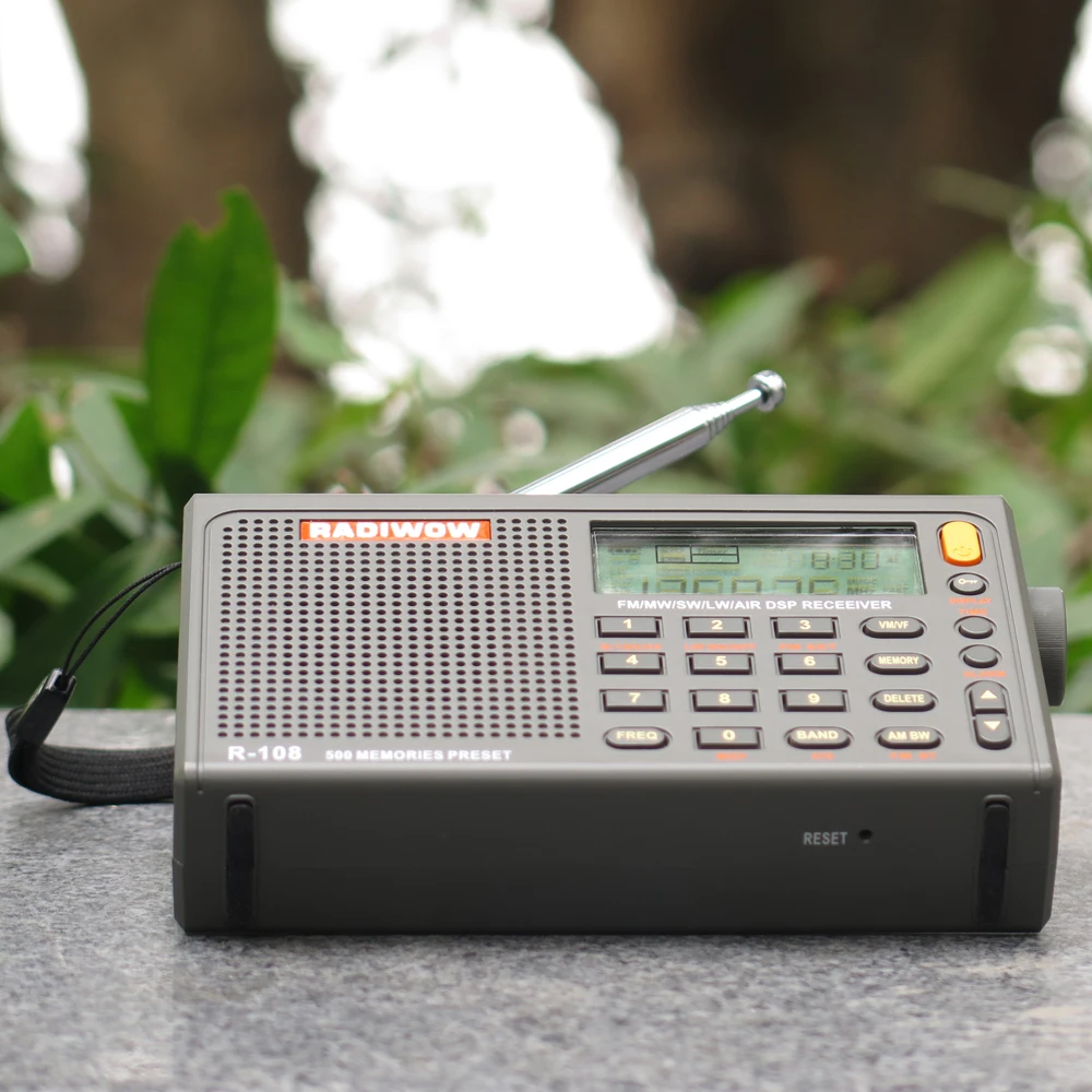 Radiwow R-108 цифровой портативный Радио Стерео FM/LW/SW/MW/AIR/DSP с ЖК-дисплеем/высококачественной функцией звуковой сигнализации для внутреннего и наружного использования