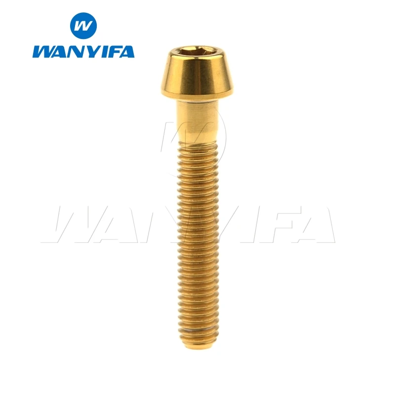 M6x30 Gold Wanyifa M6x10 15, 16, 18, 20, 25 30 35, 40 45 50 55 60 65 мм конической головкой Винт с титановым болтом для велосипедного тормоза велосипеда части - Цвет: M6x30 Gold