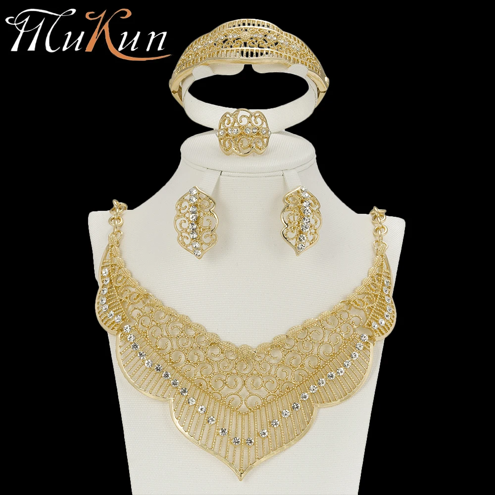 

MuKun Trendy african bridal jewelry sets wedding african beads jewelry set nigerian wedding jewellery sets for women necklace