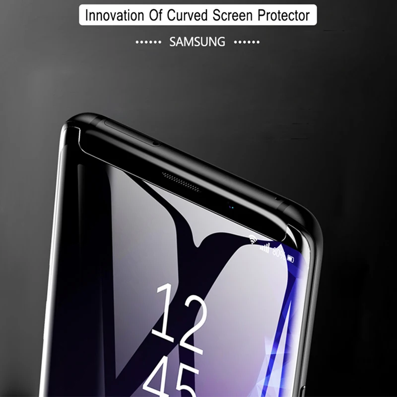 Защитное стекло закаленное УФ для Samsung Galaxy S8/S9/S10 Plus/S10e/Note 8/9/S7 Edge|Защитные стёкла и