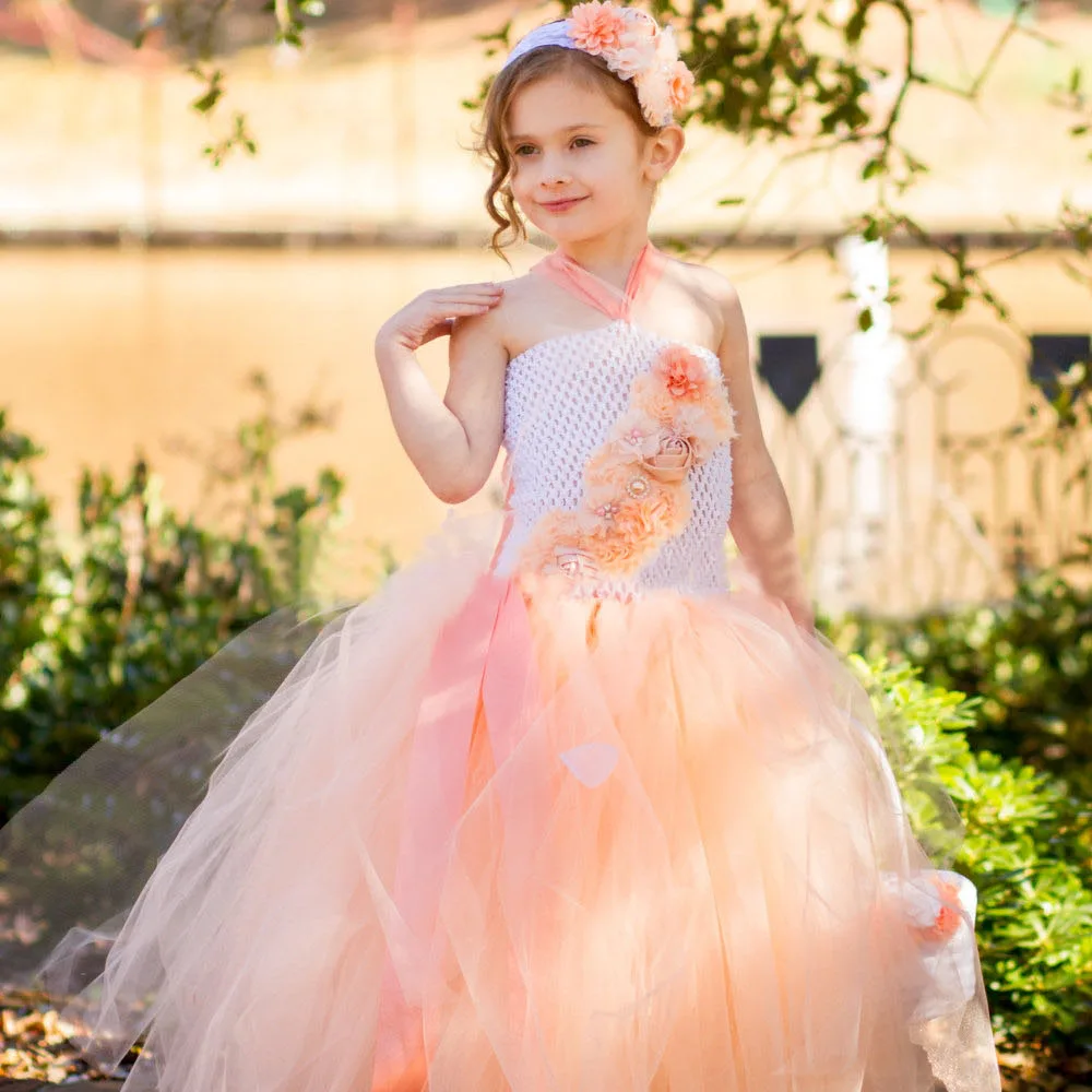Blush Tulle Flower Girl Vintage Pageant Dance Birthday Princess Tutu Dress Kids Summer Wedding TS055 | Детская одежда и обувь