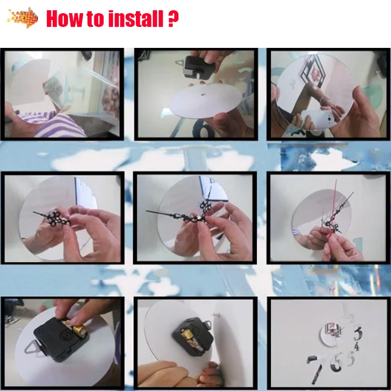 3D полезный DIY зеркальные настенные наклейки автоматические механические часы