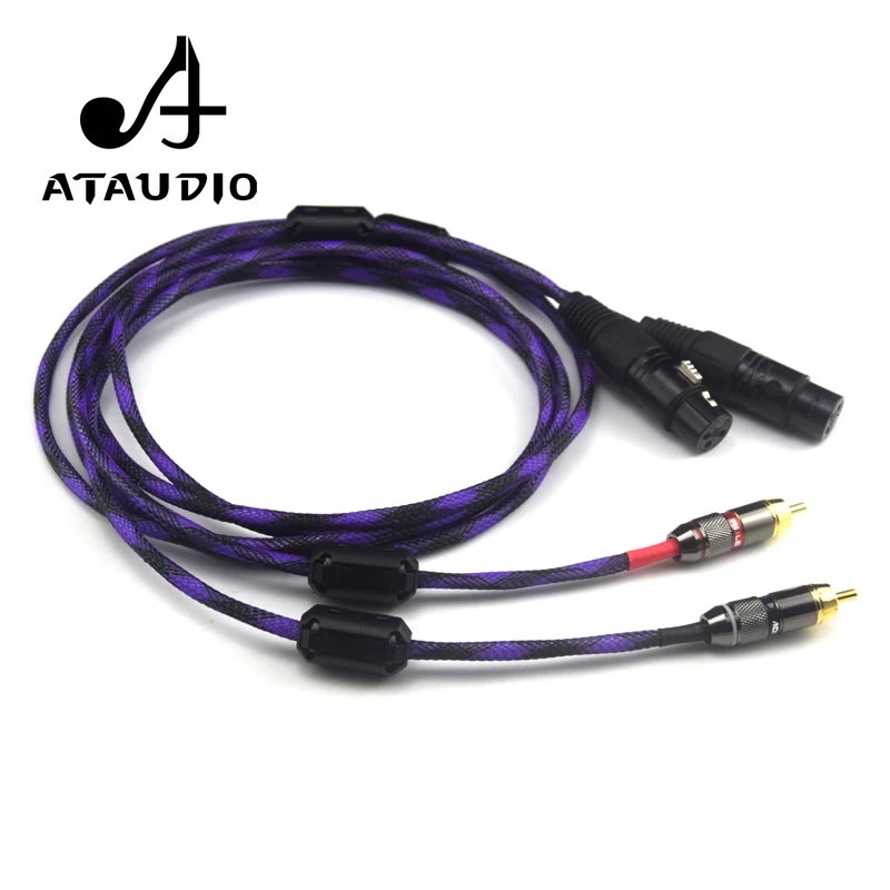 Кабель ATAUDIO Hi Fi с посеребренным RCA на XLR высококачественный кабель 2 папа мама|rca to
