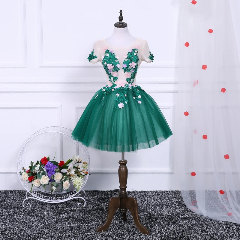 Robe De Soriee Новое роскошное зеленое вечернее платье короткое с цветочной
