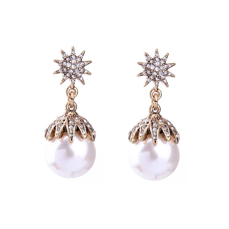 Инкрустированные Кристаллами большие серьги с искусственным жемчугом индийские