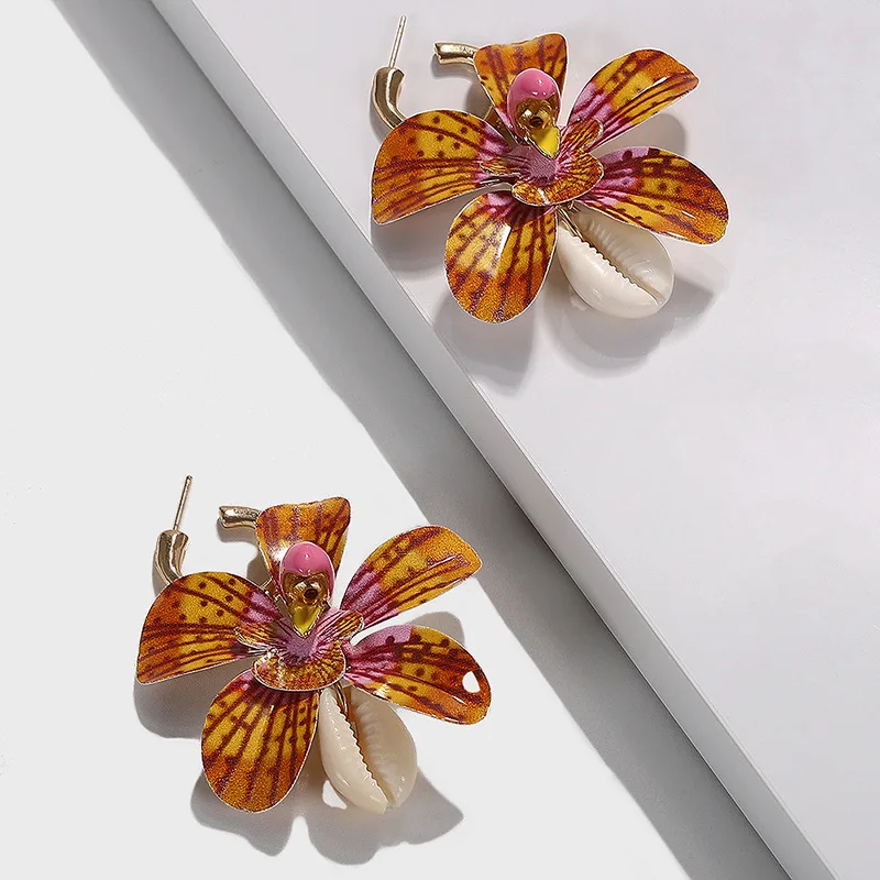 Цветные Цветочные серьги стерео имитация лепестков большое имя с таким же