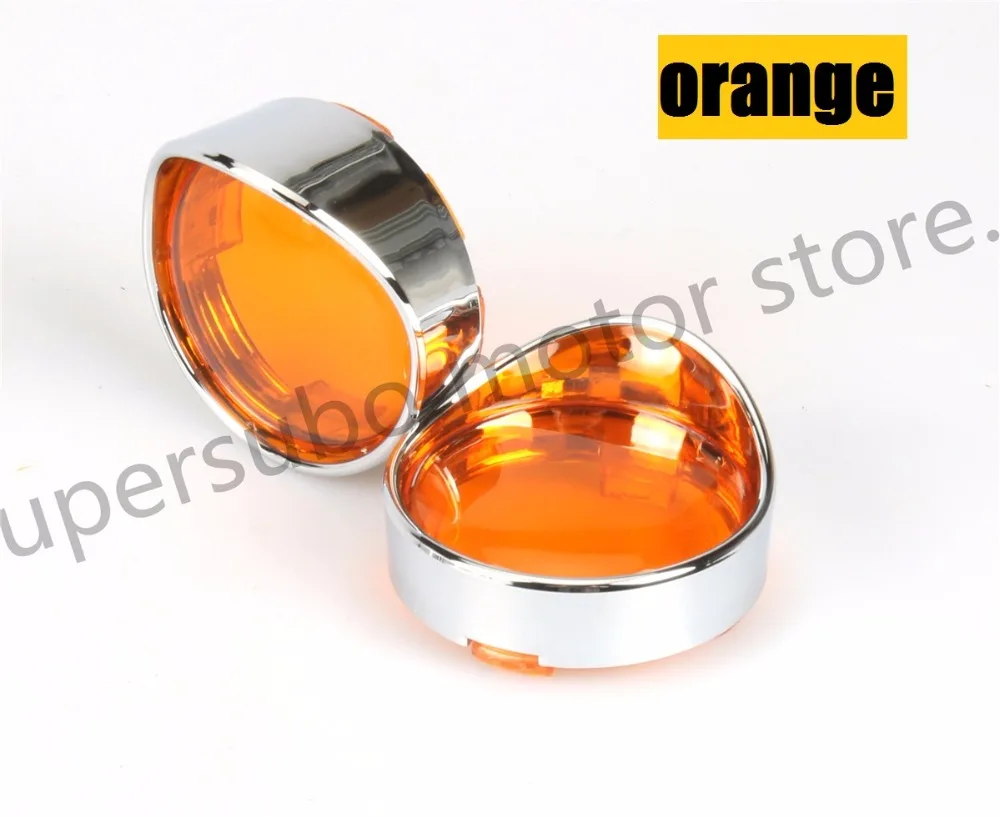 

Motorcycle Orange Turn Signal Lens with Visor Ring for harley Dyna Softail Sportsters chromed