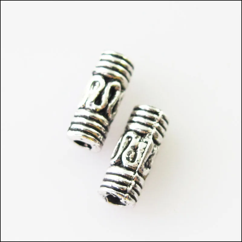 100 шт Тибетский серебристый цвет трубки бусины Подвески 3x8mm | Украшения и