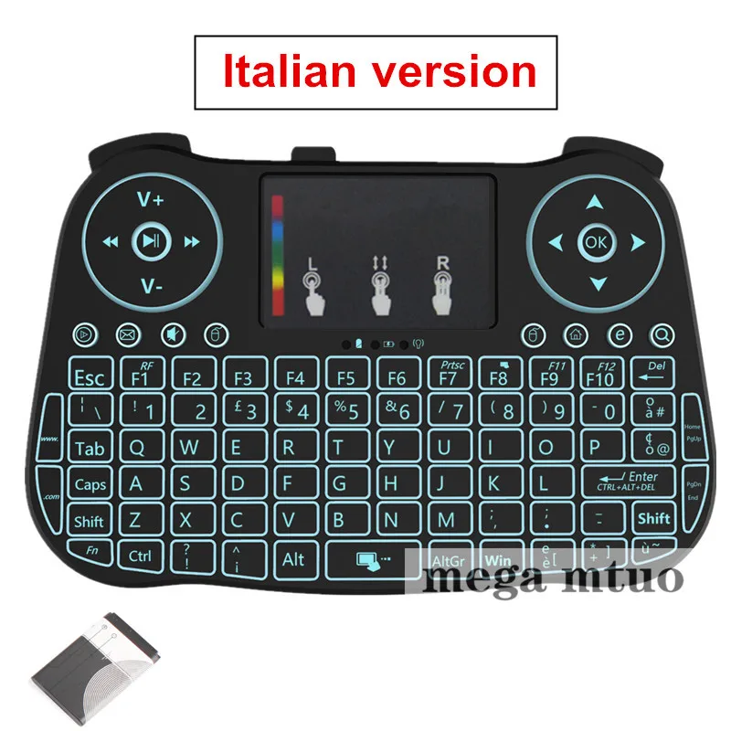 Lithium battery-IT MT08 русская английская мини беспроводная клавиатура с подсветкой 2,4 GHz Air mouse Touchpad для Android tv Box notebook PC - Цвет: Lithium battery-IT