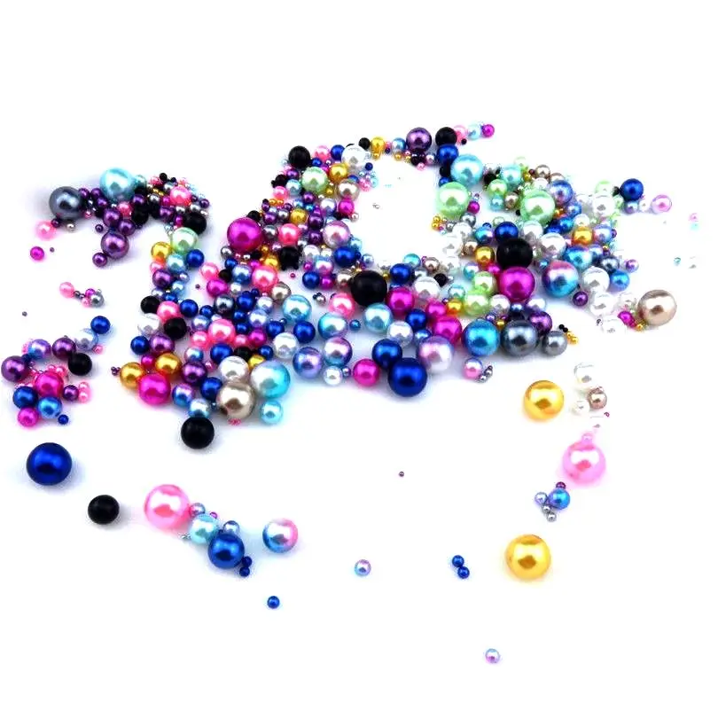 Модные круглые радужные искусственные жемчужины без отверстий бусины ремесла