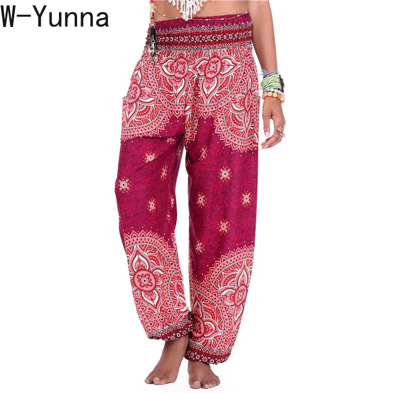 W-Yunna 3d Printing Seaside Loose Belly Dance Pants Wide Leg Workout Bloom Ethnic Style Streetwear | Женская одежда