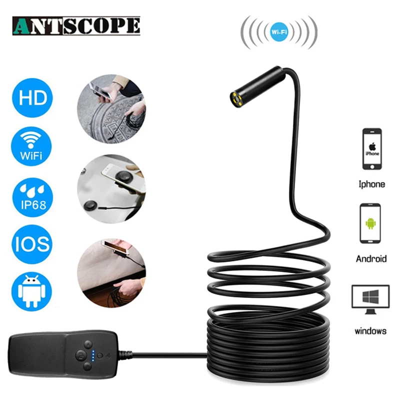 Antscope Wifi эндоскоп с автоматической фокусировкой камера 1944P HD мини бороскоп Водонепроницаемый эндоскоп Инспекционная камера 4LED для IOS/Android 24