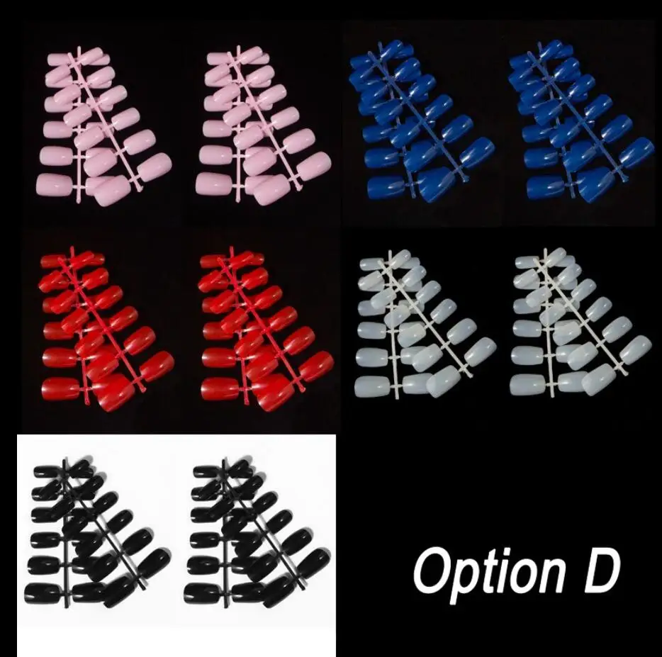 Option D 240 шт./упак., Смешанные 20 Цвета, полного покрытия, накладные ногти, короткий дизайн, накладные ногти квадратный накладные ногти акриловые Frenc накладные ногти Нейл Арта, набор - Цвет: Option D
