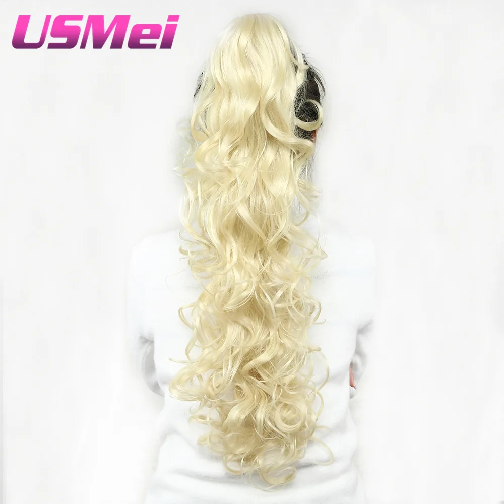 USMEI 32 ''Синтетический хвост волнистые 613# коготь клип в хвостик наращивание волос термостойкие искусственные волосы 5 цветов