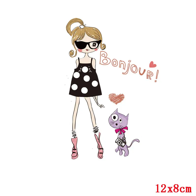 Коричневый Prajna Series Of Barbie Iron-On Transfers Cute Girl Stickers On Clothes Cartoon Iron Sticker Vinyl PVC Patch DIY Applique Badge - Цвет: Коричневый